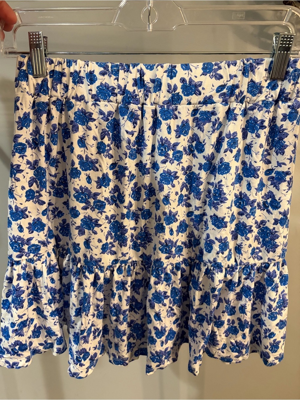 Nasty Gal White Skater Skirt with Blue Floral Print size 4
